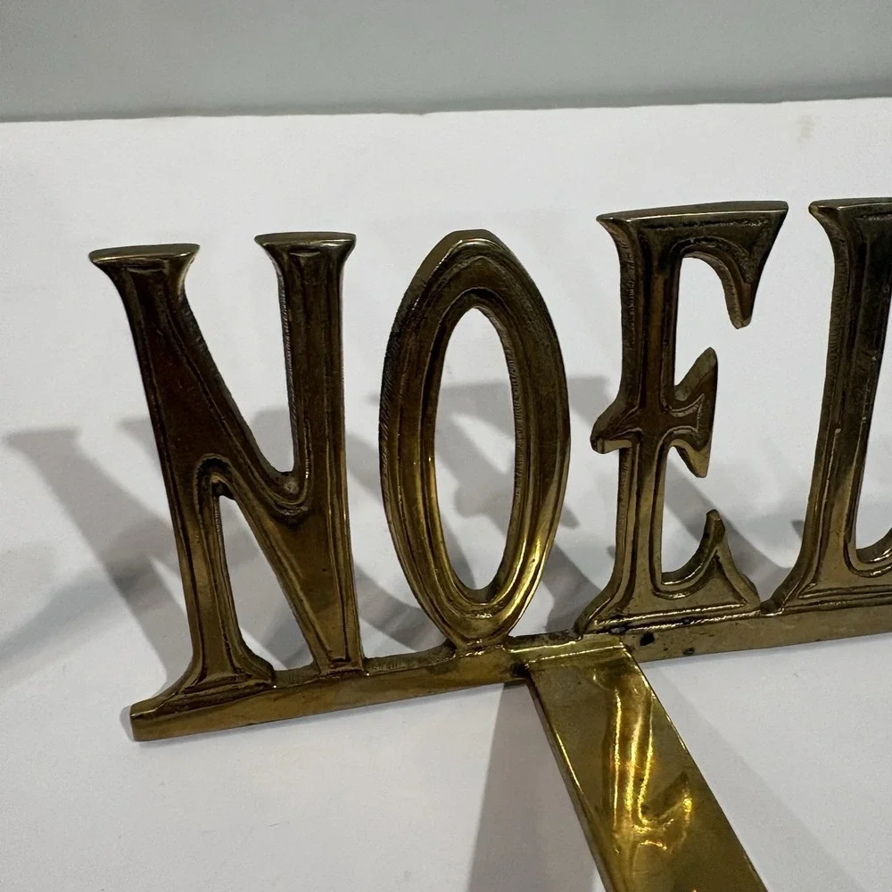 Vintage Brass Christmas Stocking Hangers Lot Of 2 Noel Joy 4